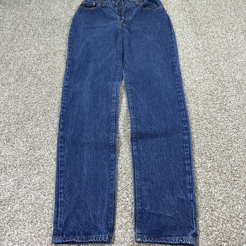 Vintage LEVIS WOMENS 501 17501-0115 denim jeans TAG SIZE 9 Dark Blue 90s MOM
